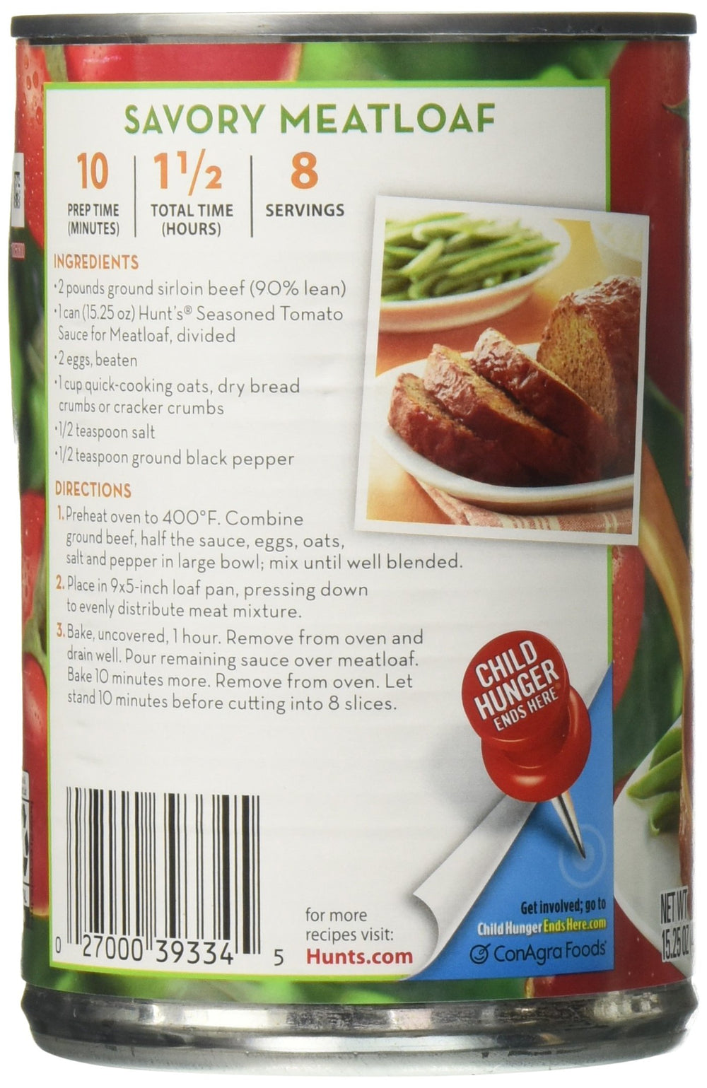 Idahoan Hunt's Seasoned For Meatloaf Tomato Sauce nutrition label highlights calories for portion control
