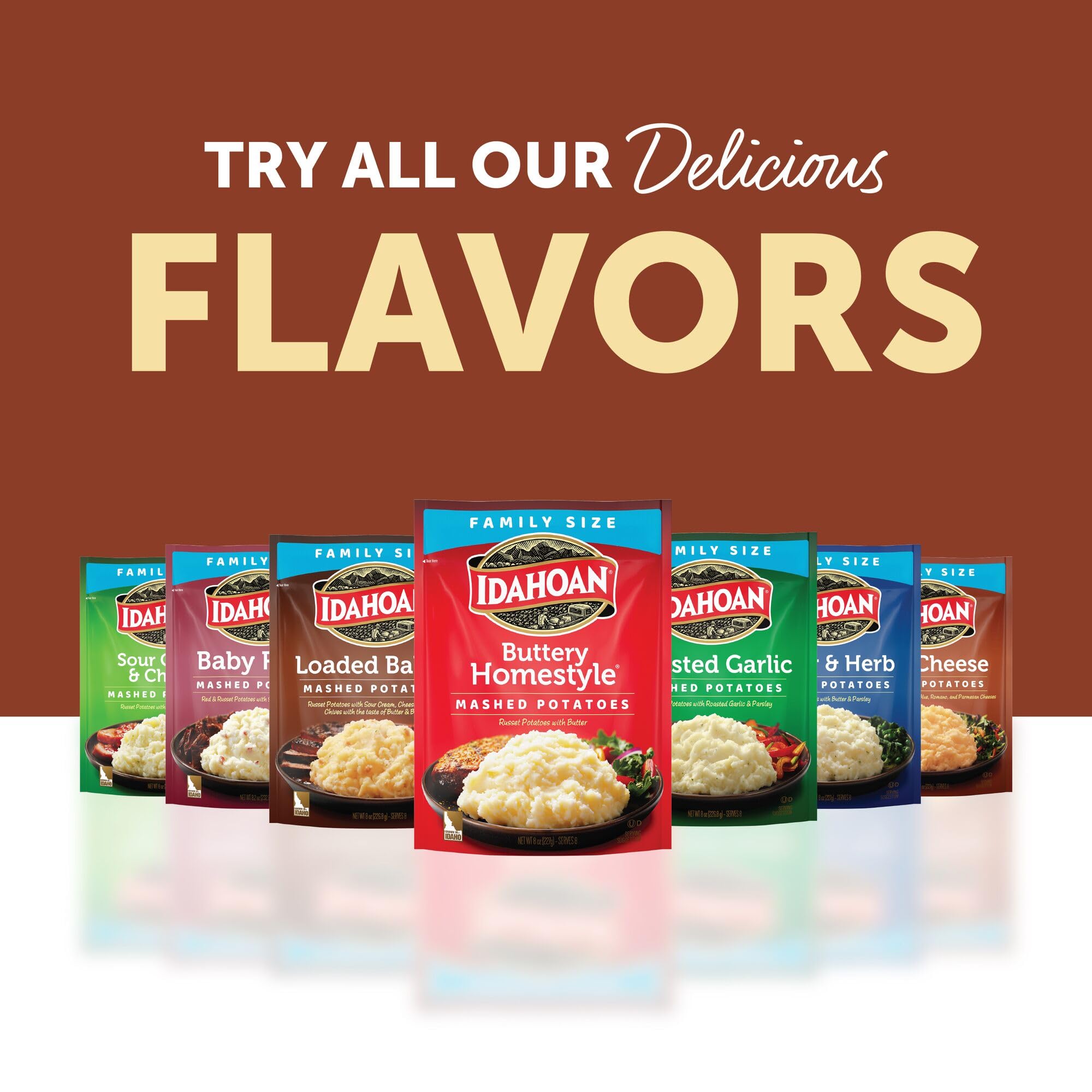 Idahoan Loaded Baked Mashed Potatoes ideal for family dinners.