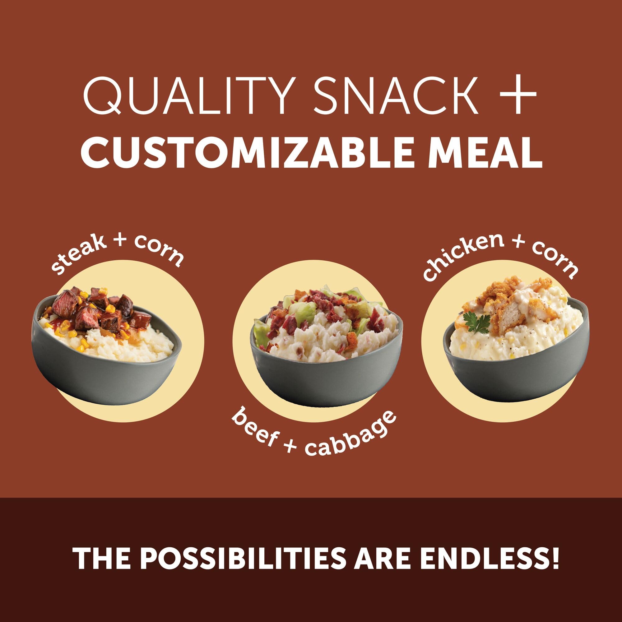 Idahoan Loaded Baked Mashed Potatoes pairing with meat or vegetables.