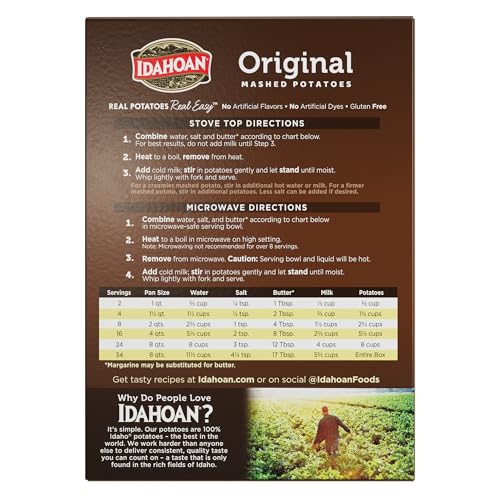 Idahoan Original mashed potatoes measuring cup scene for fast portioning and easy meals.
