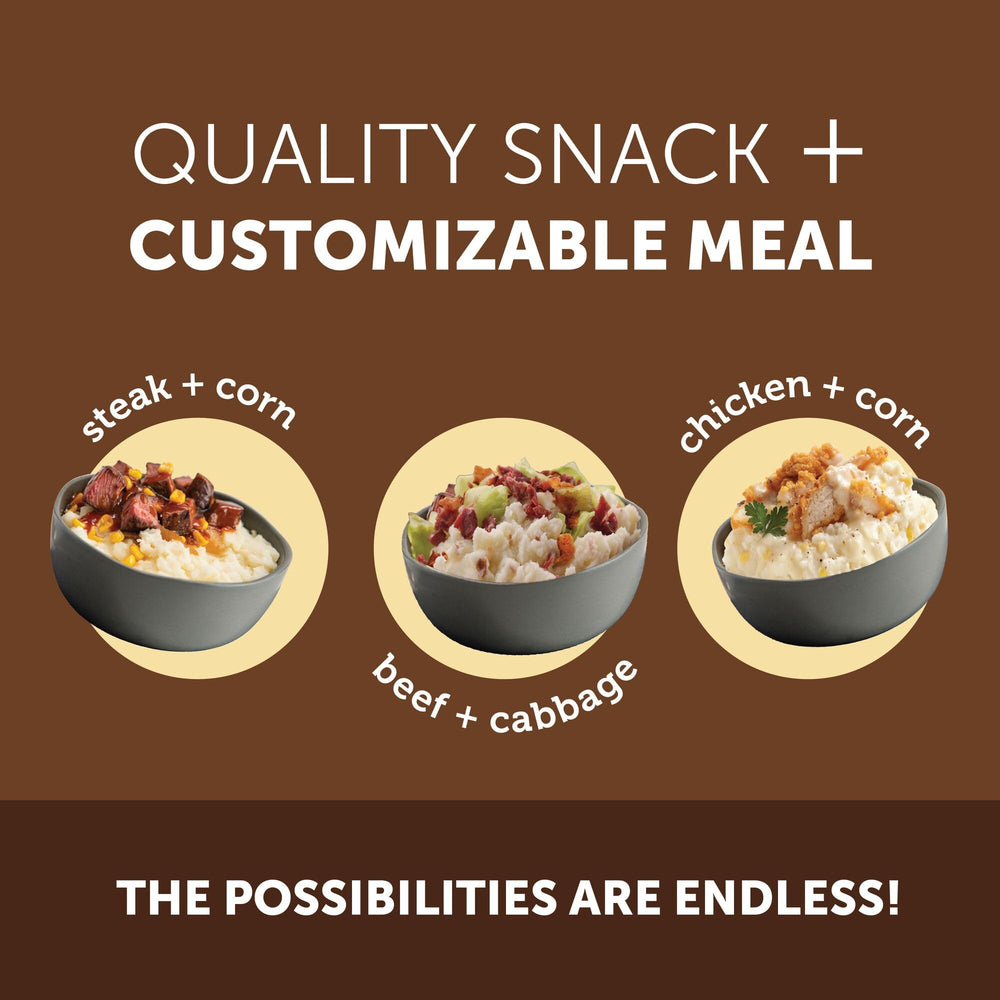 Idahoan Original mashed potatoes value pack on shelf highlighting savings.