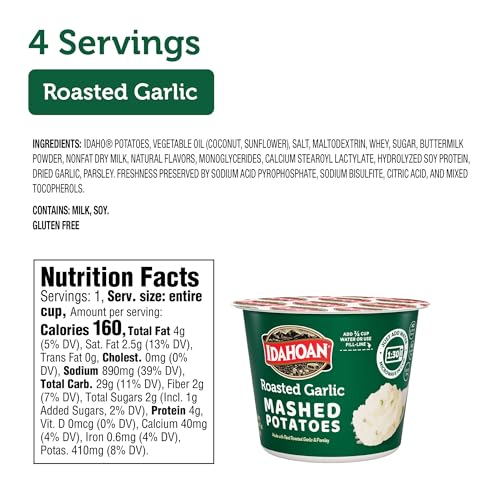 Idahoan Roasted Garlic cups are microwave-ready for speedy meals.