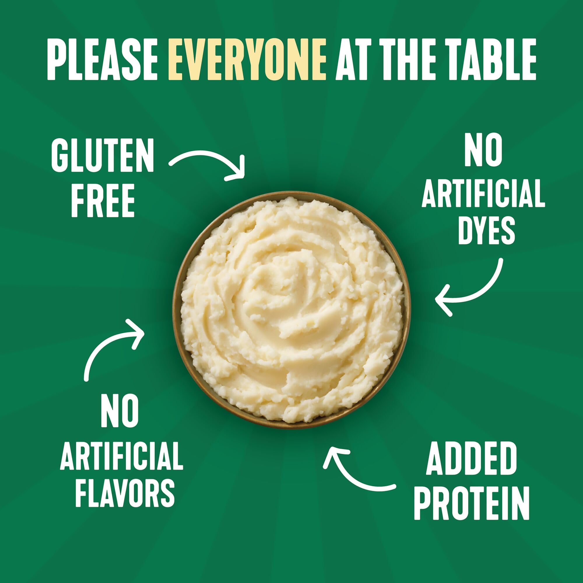 Idahoan Roasted Garlic +Protein Mashed Potatoes microwaved for a fast meal.