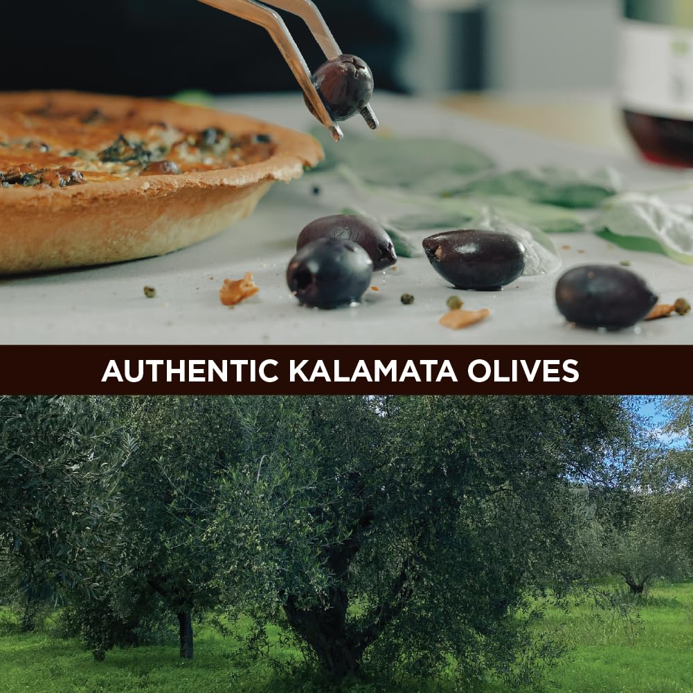 Iliada Kalamata olives packaging display, ready for shelf.