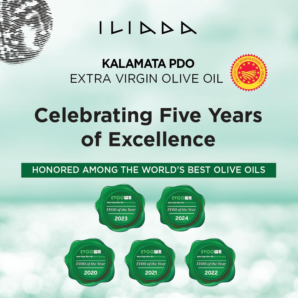 Iliada Kalamata PDO EVOO koroneiki olive branch symbolizing authenticity