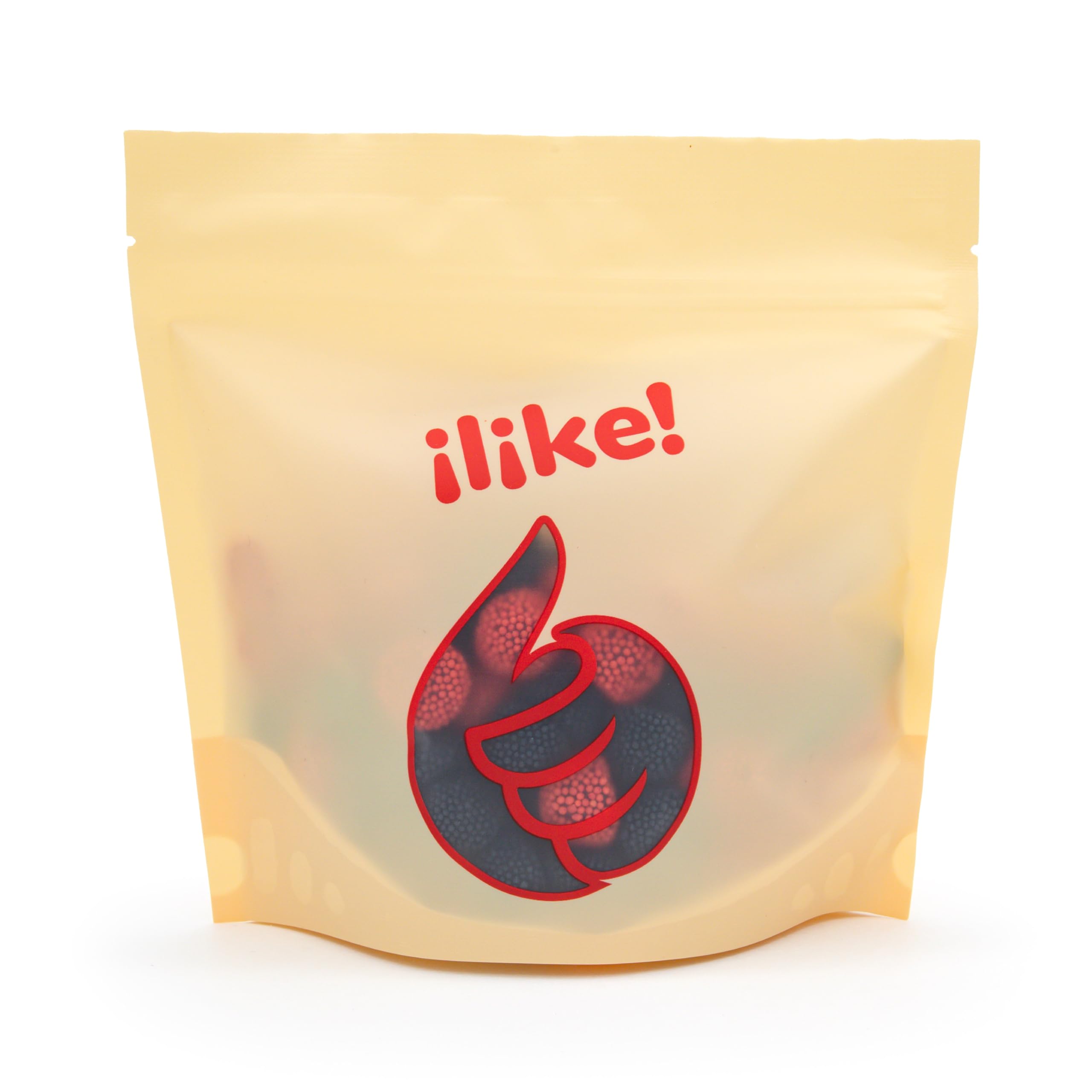 Close-up of crunchy outer coating on ILIKE! Berries Gummy Candy.