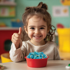ILIKE! Blue cake topping enhances treats with color and chew.