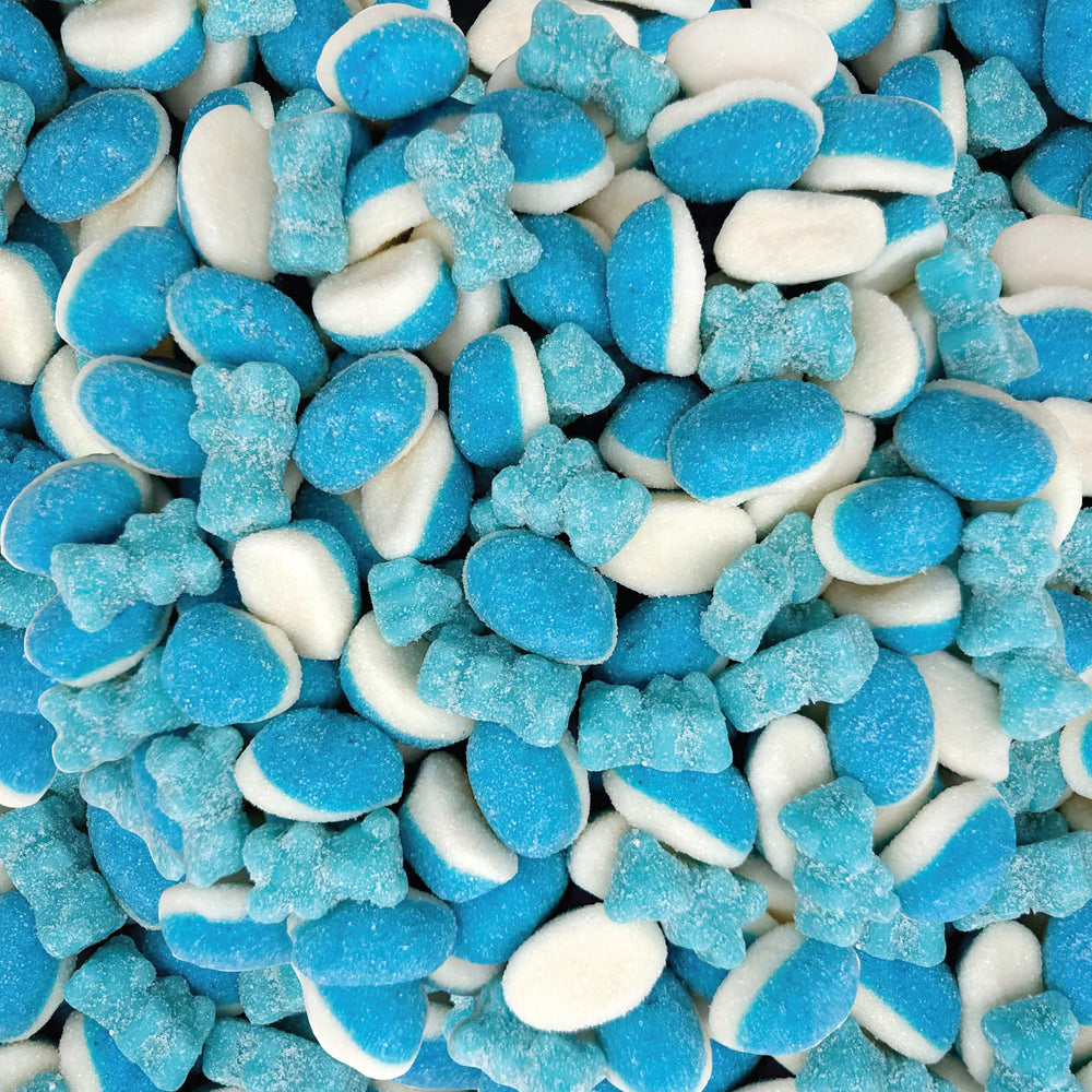 ILIKE! Blue Raspberry Puffs bag adds bright color and chewy texture for party snacks.