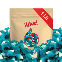 ILIKE! Blue Sharks Gummy 1lb Display, bright treats for party platters and dessert tables.