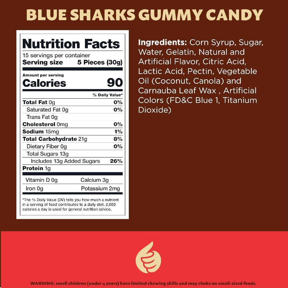 ILIKE! Blue Sharks Gummy Closeup, ocean blue gummies for treat jars and gifts.
