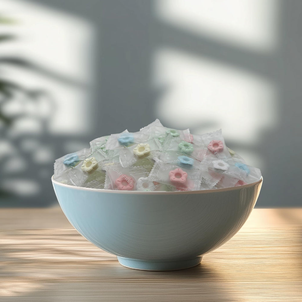 ILIKE! Breath-freshening mints collection; convenient display for gatherings.