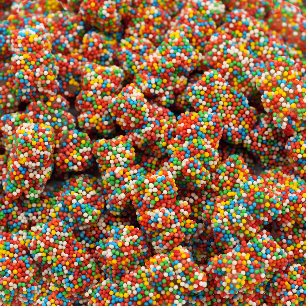 ILIKE! Crunchy Gummi Bears 1lb bag with rainbow nonpareil coating for festive snacking.