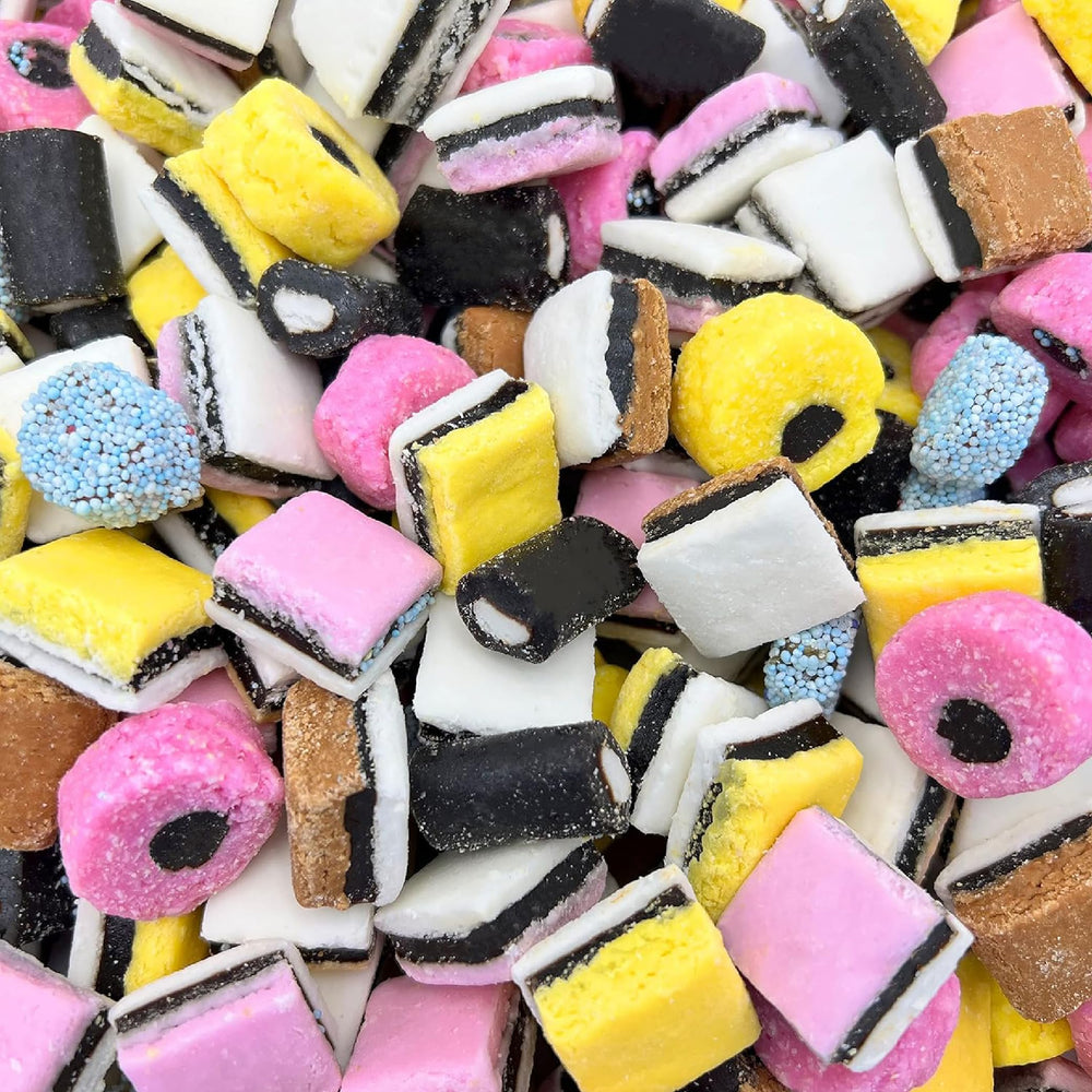 ILIKE! English Licorice Allsorts bag showing colorful soft licorice, ideal for gifting.