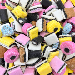 ILIKE! English Licorice Allsorts bag showing colorful soft licorice, ideal for gifting.