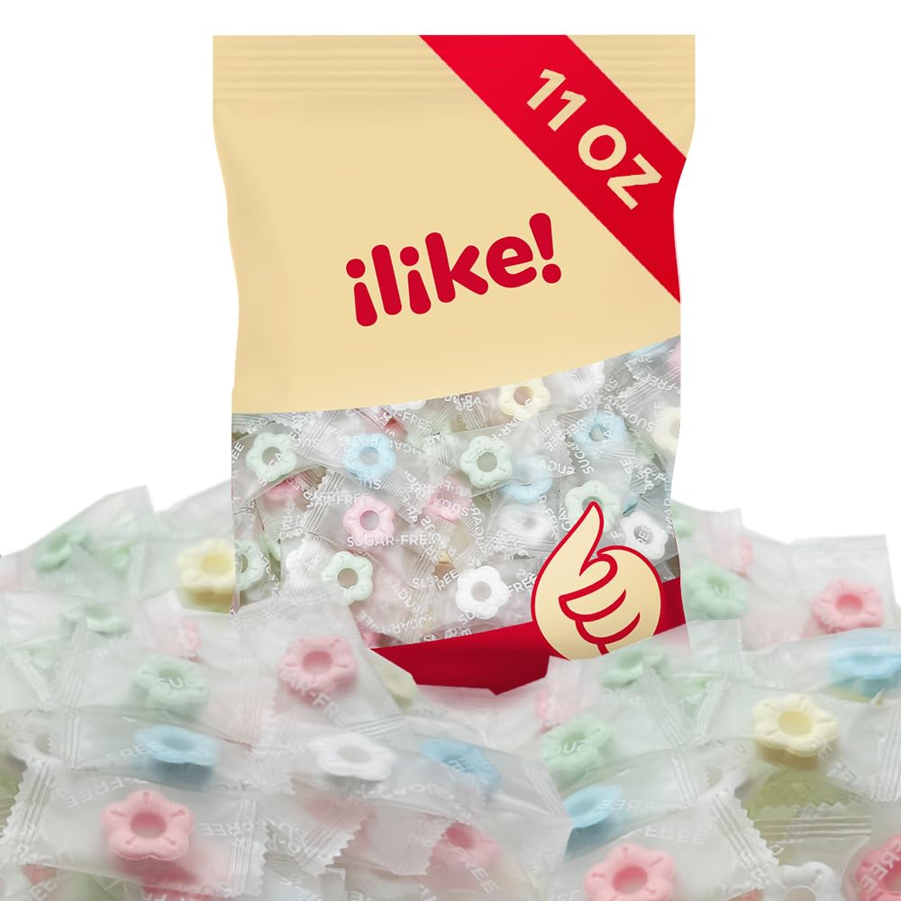ILIKE! Flower-shaped mints green lemon; tangy bite for quick pick-me-up.