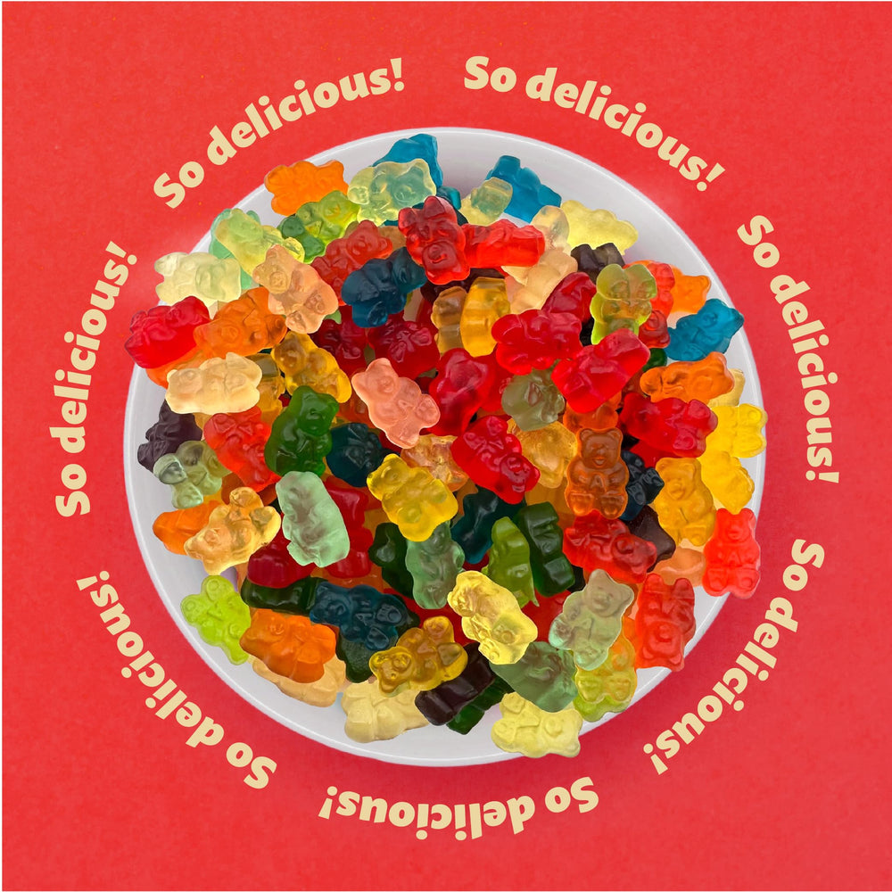 ILike! Gummi Bears Candy invites sharing from a colorful bowl during movie nights and gatherings.