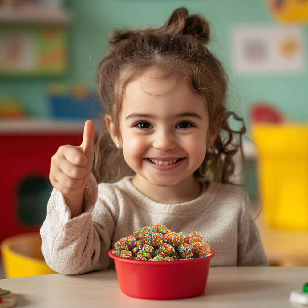 Kids enjoy ILIKE! Crunchy Gummi Bears as a fun snack during celebrations.