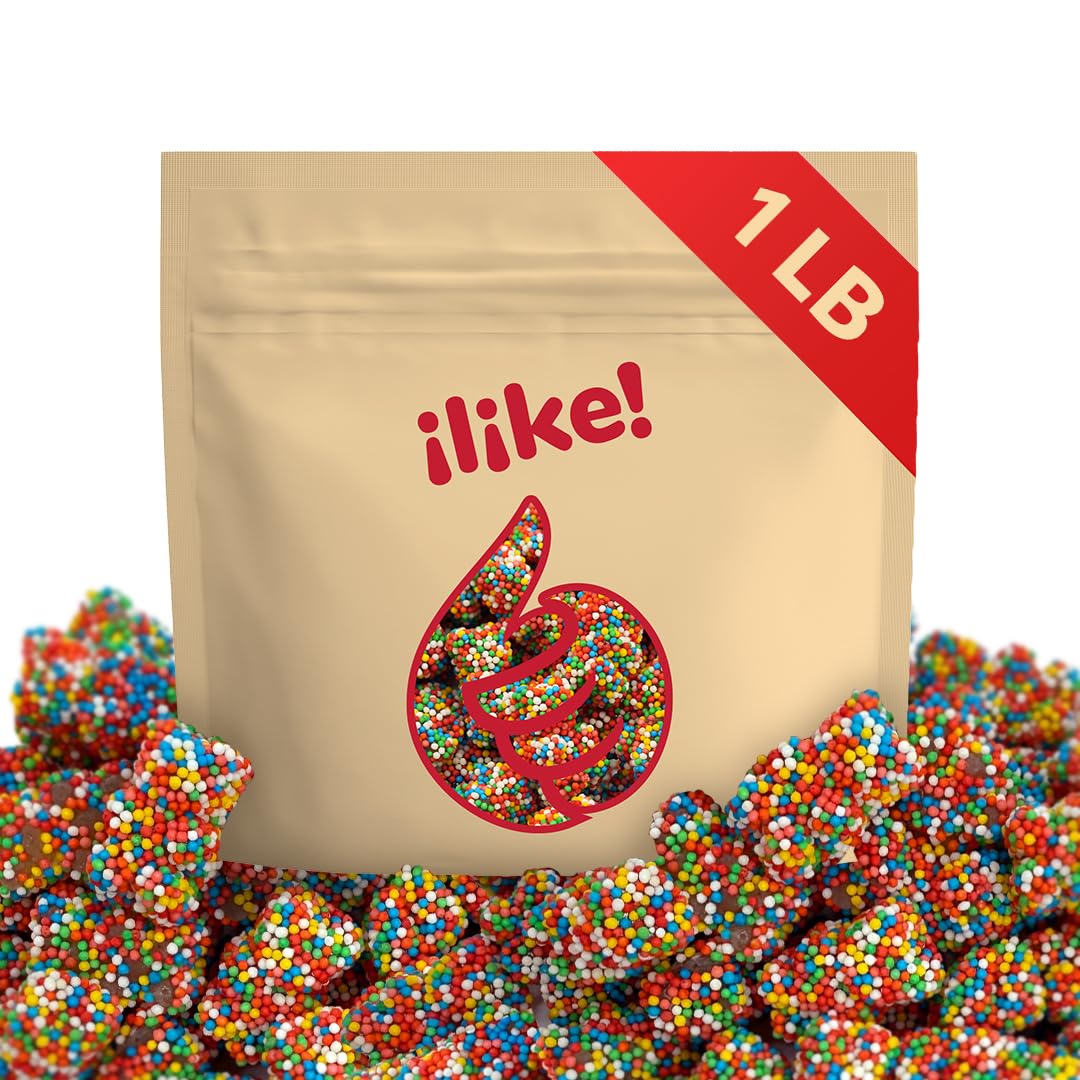 Bright candy display featuring ILIKE! Gummi Bears at a colorful party buffet.