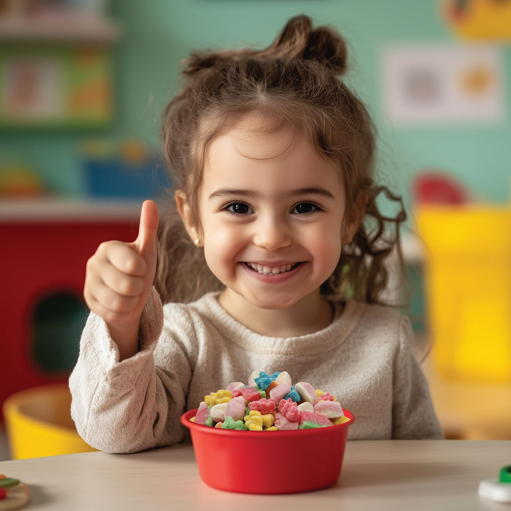 ILIKE! cake topping with pastel gummies adds whimsy to desserts and gifts.