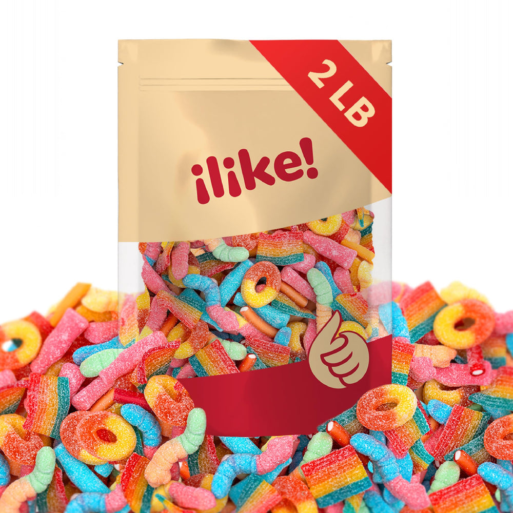 ILike! Peach rings close-up highlighting chewy fruit flavor for snacking