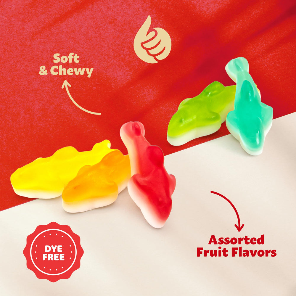 ILIKE! Gummy Sharks dye-free ingredients for a cleaner look in celebrations.