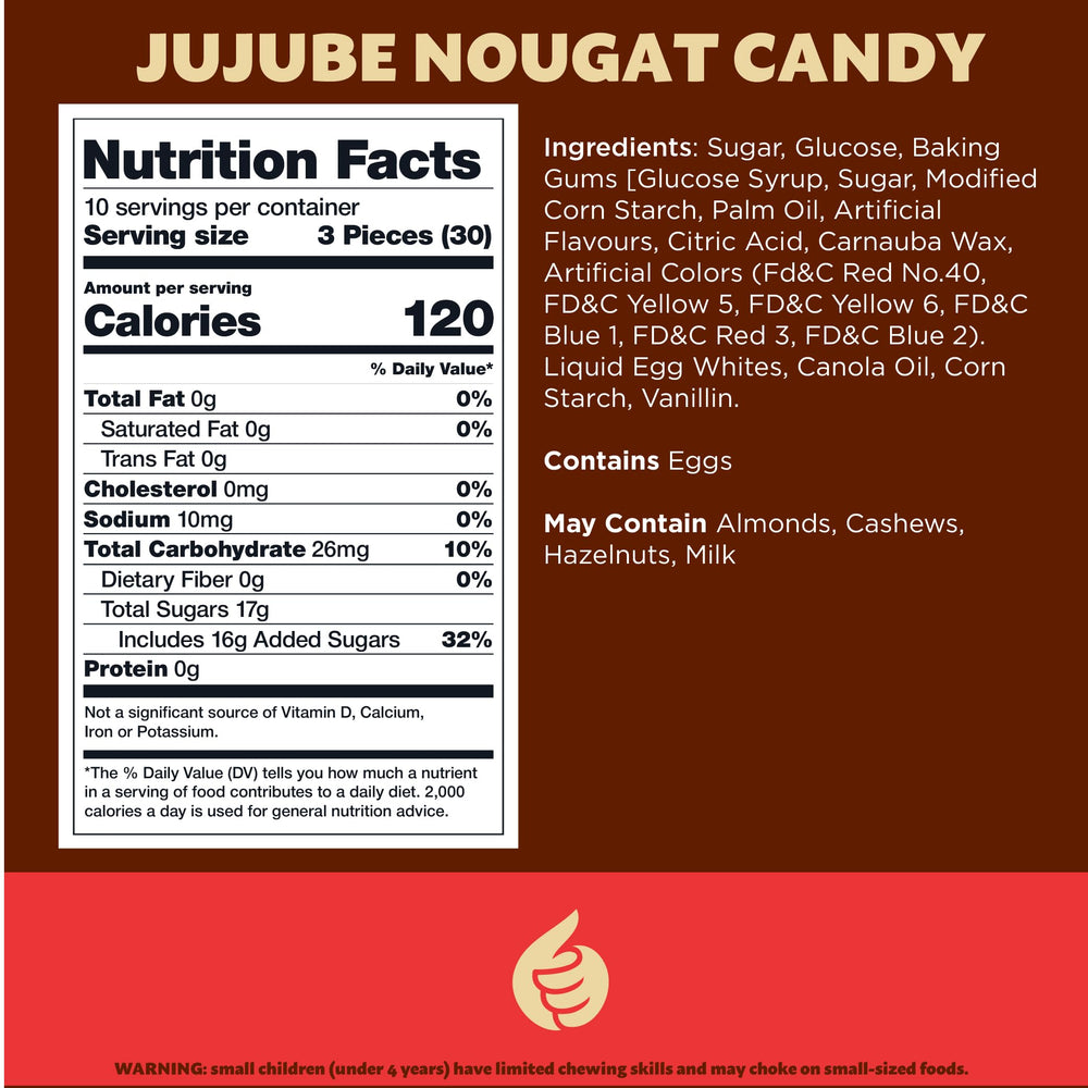 ILIKE! Jujube Nougat with fruit jelly bits—burst of fruity flavor.