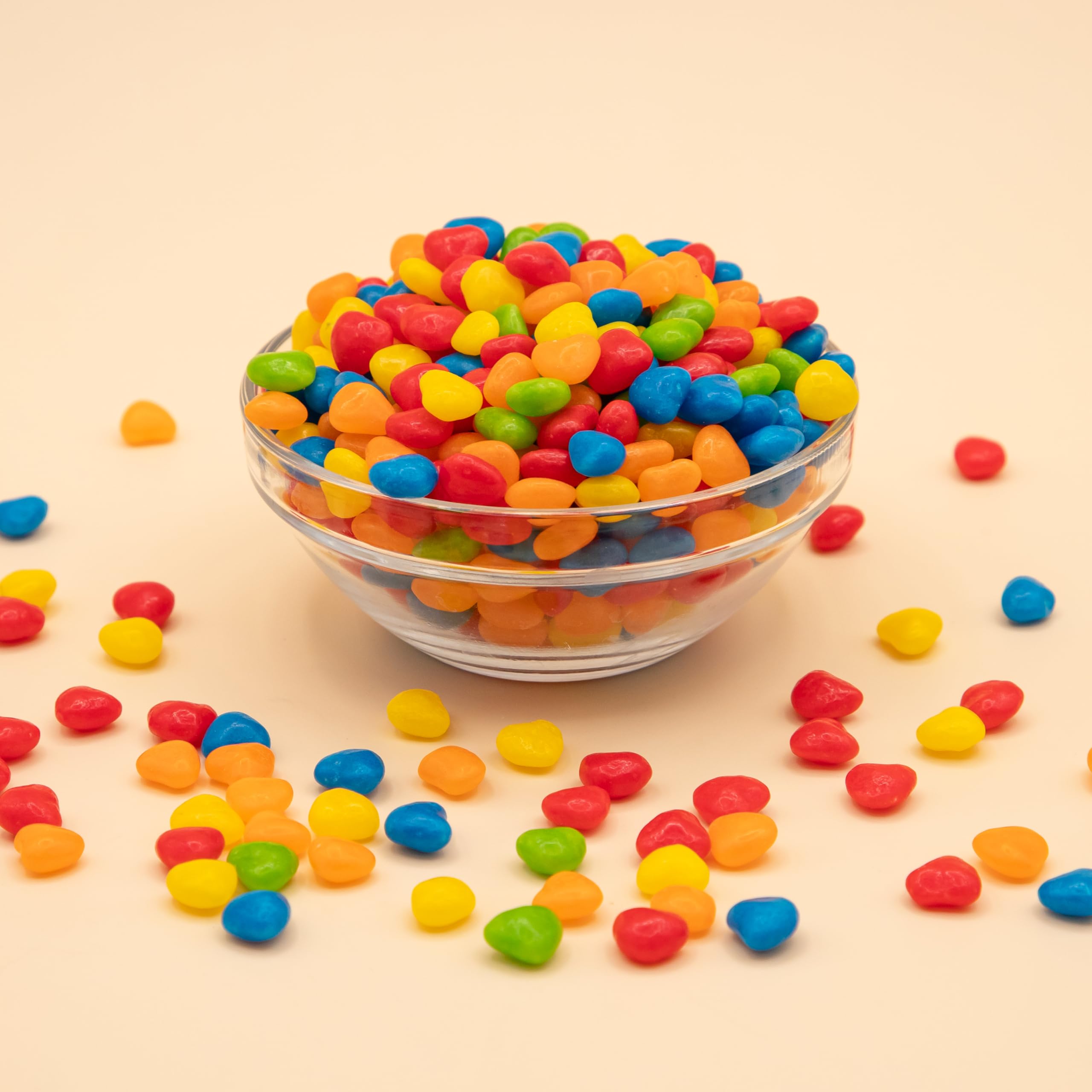 ILIKE! Rainbow candy hearts displayed on a dessert table for festive color