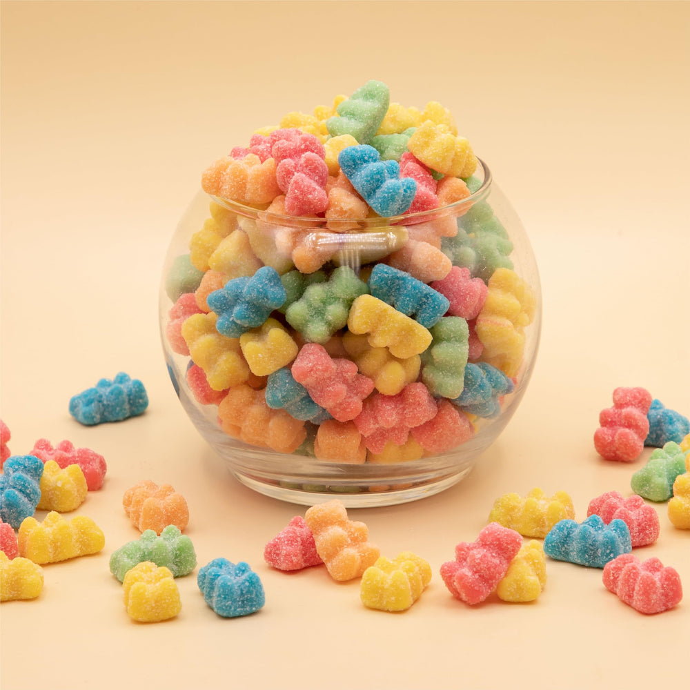 ILIKE Neon Sour Gummi Bears bright hues for festive snacking.