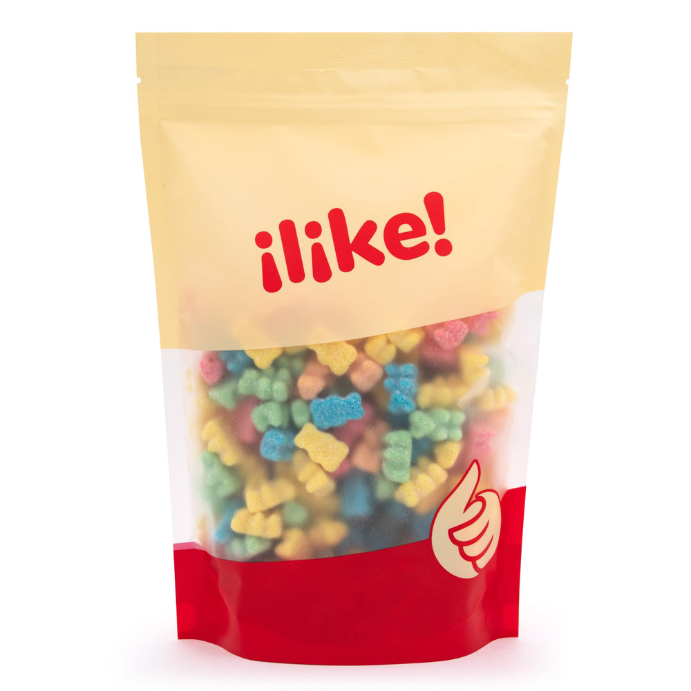 ILIKE Neon Sour Gummi Bears tangy sugar coating adds color to celebrations.