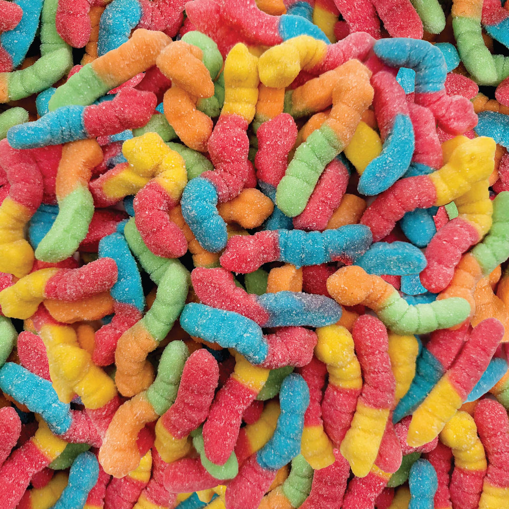 ILIKE! Neon Sour Gummy Worms bag front — vibrant colors for party buffets.