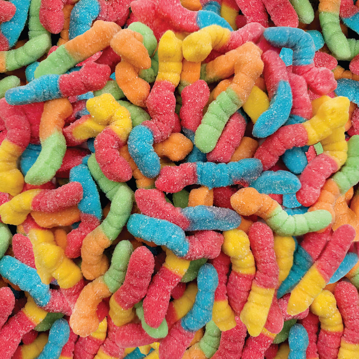 ILIKE! Neon Sour Gummy Worms bag front — vibrant colors for party buffets.