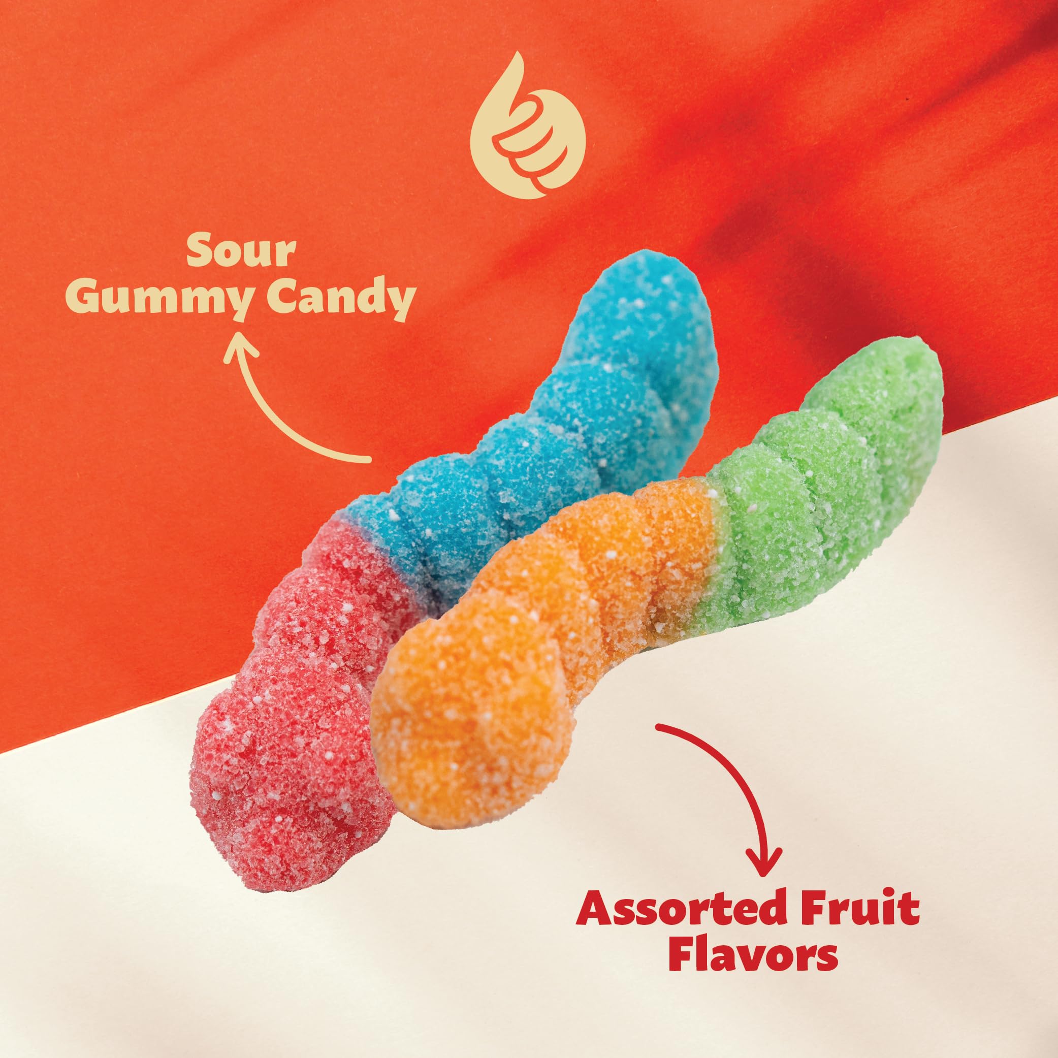 ILIKE! Neon Sour Gummy Worms bulk pack — colorful display for Easter candy buffets.