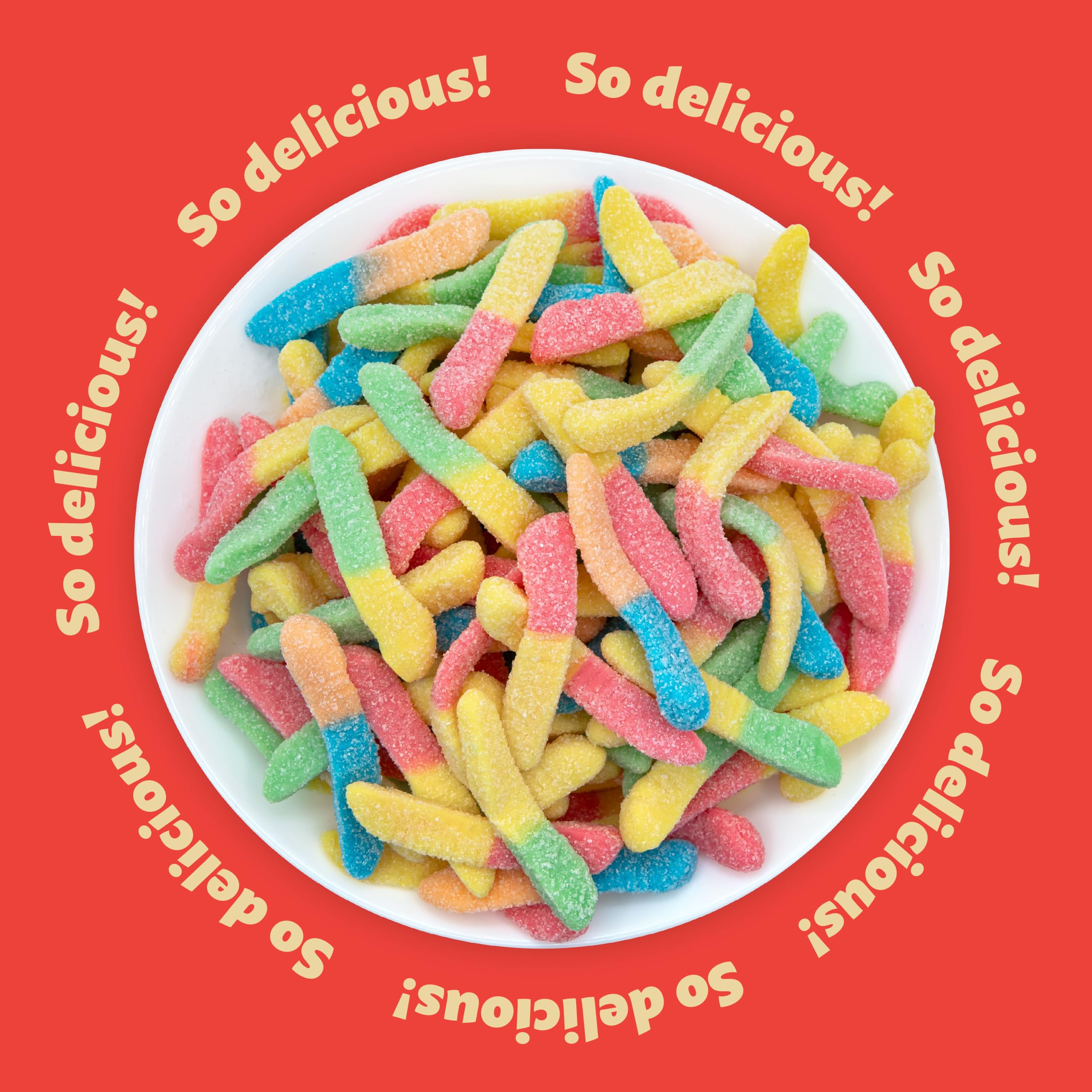 ILIKE! Neon Sour Gummy Worms vibrant colors with tangy notes