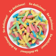 ILIKE! Neon Sour Gummy Worms vibrant colors with tangy notes