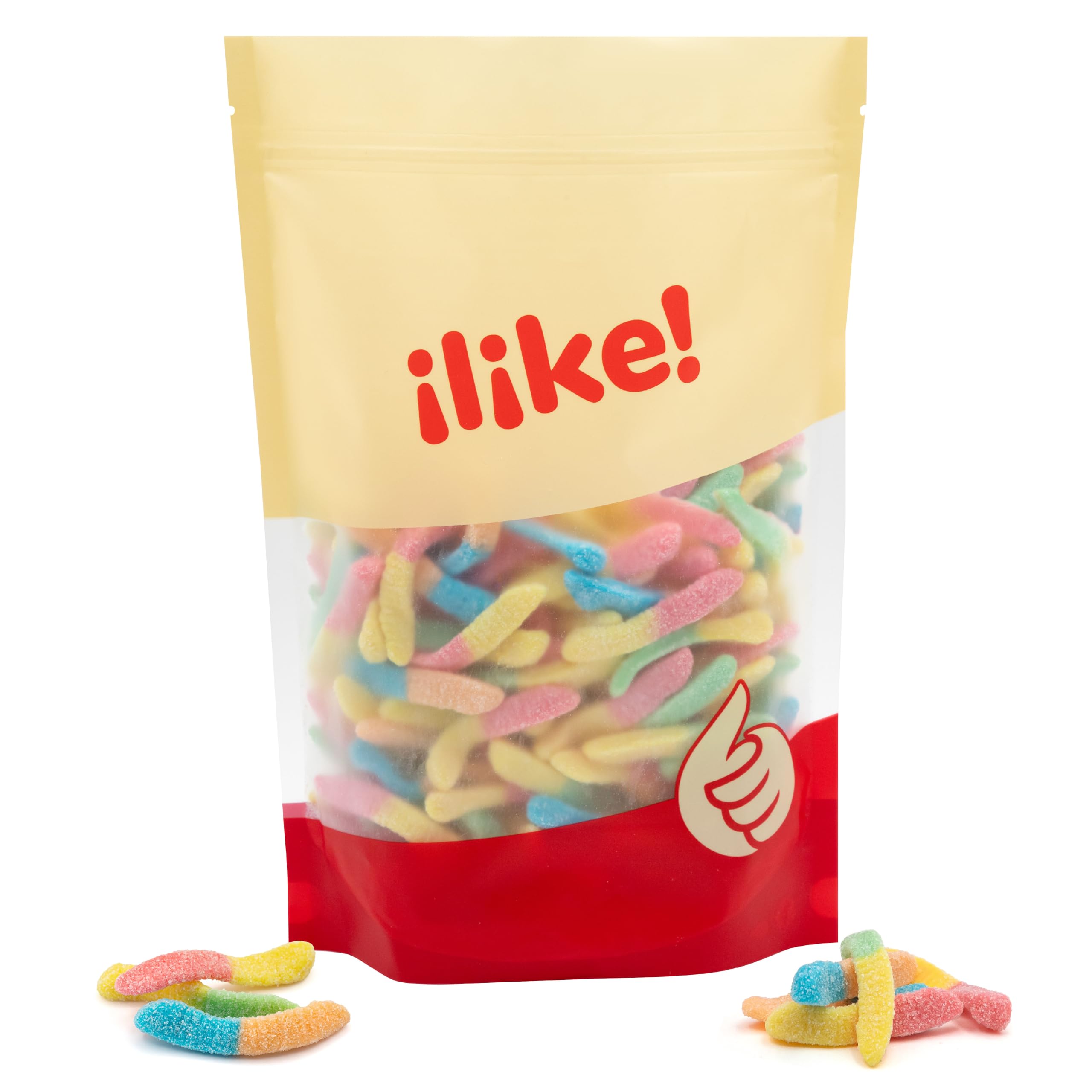 ILIKE! Neon Sour Gummy Worms soft chew with fruity flavors