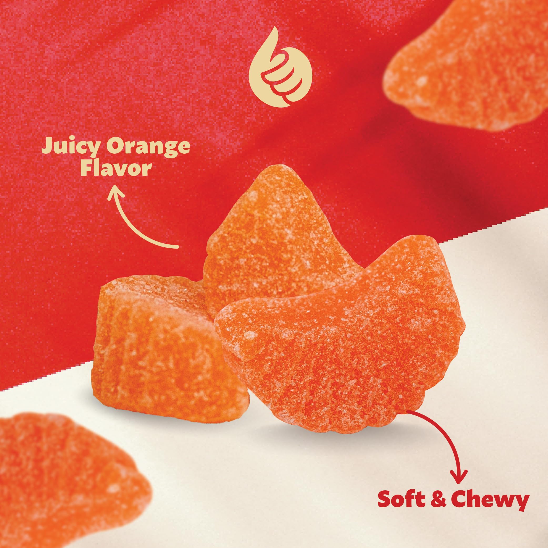 ILIKE Orange Slices Jelly Candy display bowl at a festive table.