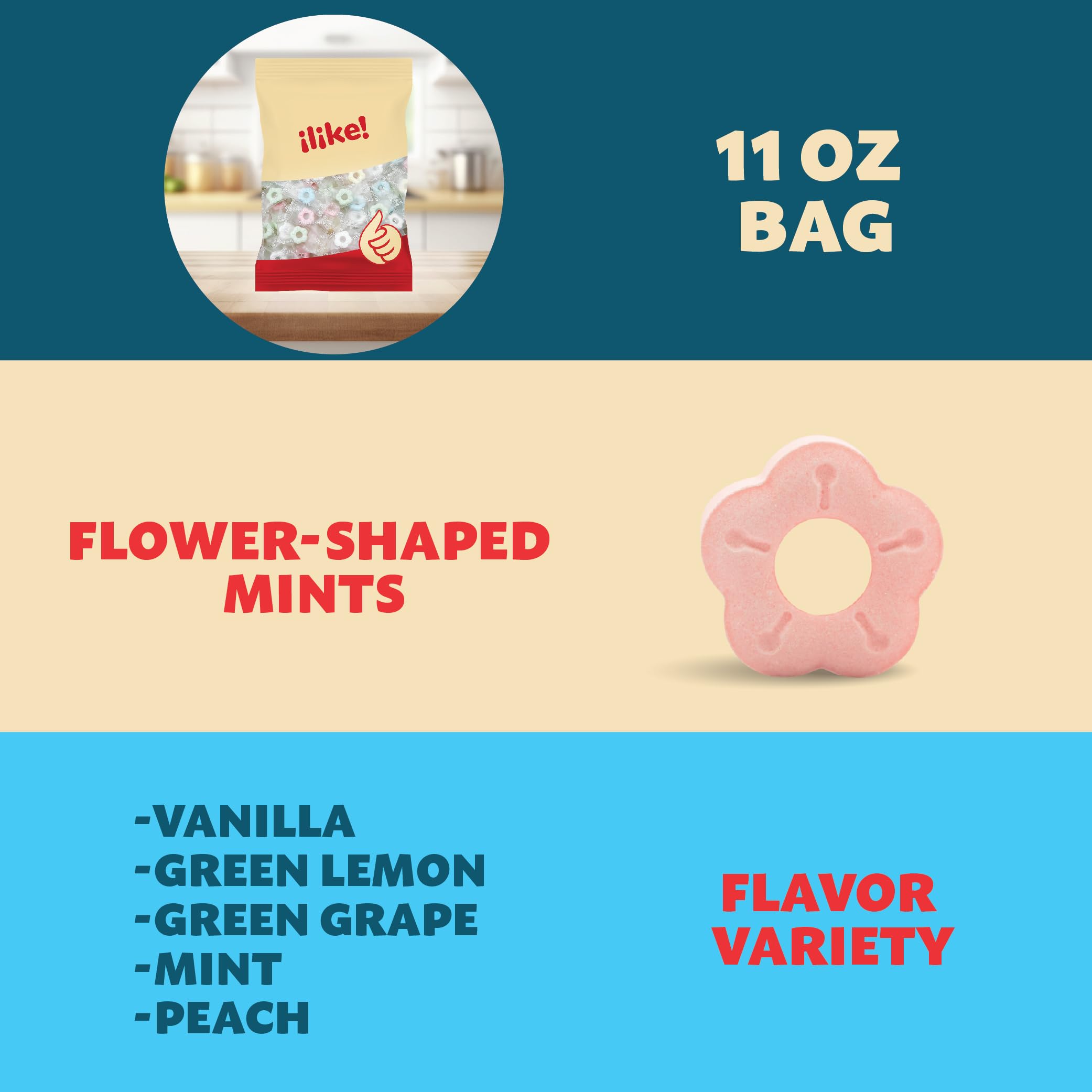 ILIKE! Party-favor mints bag; decorative treat for events and gifts.