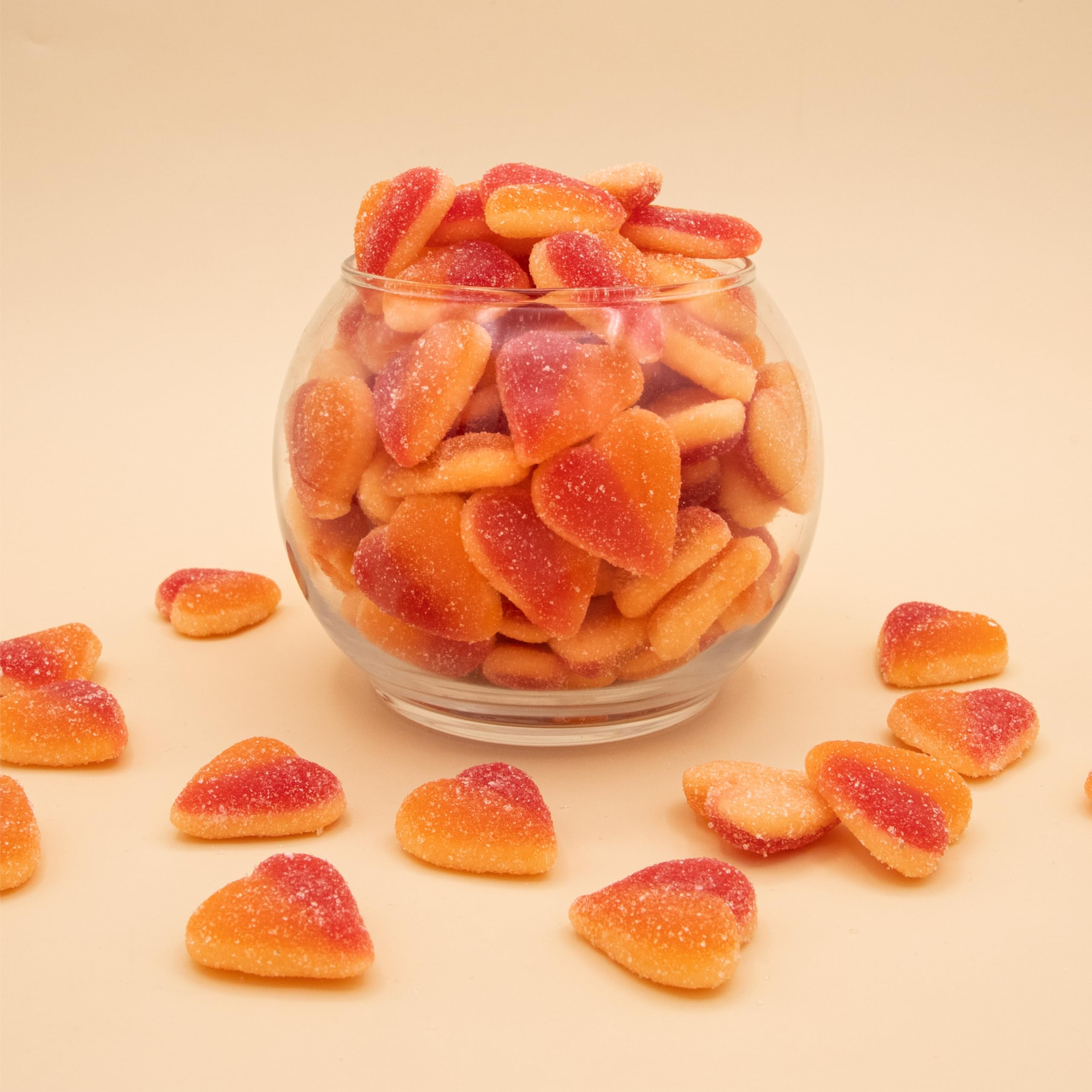 ILike Peach Hearts Gummy bowl-ready snack with a fruity peach profile