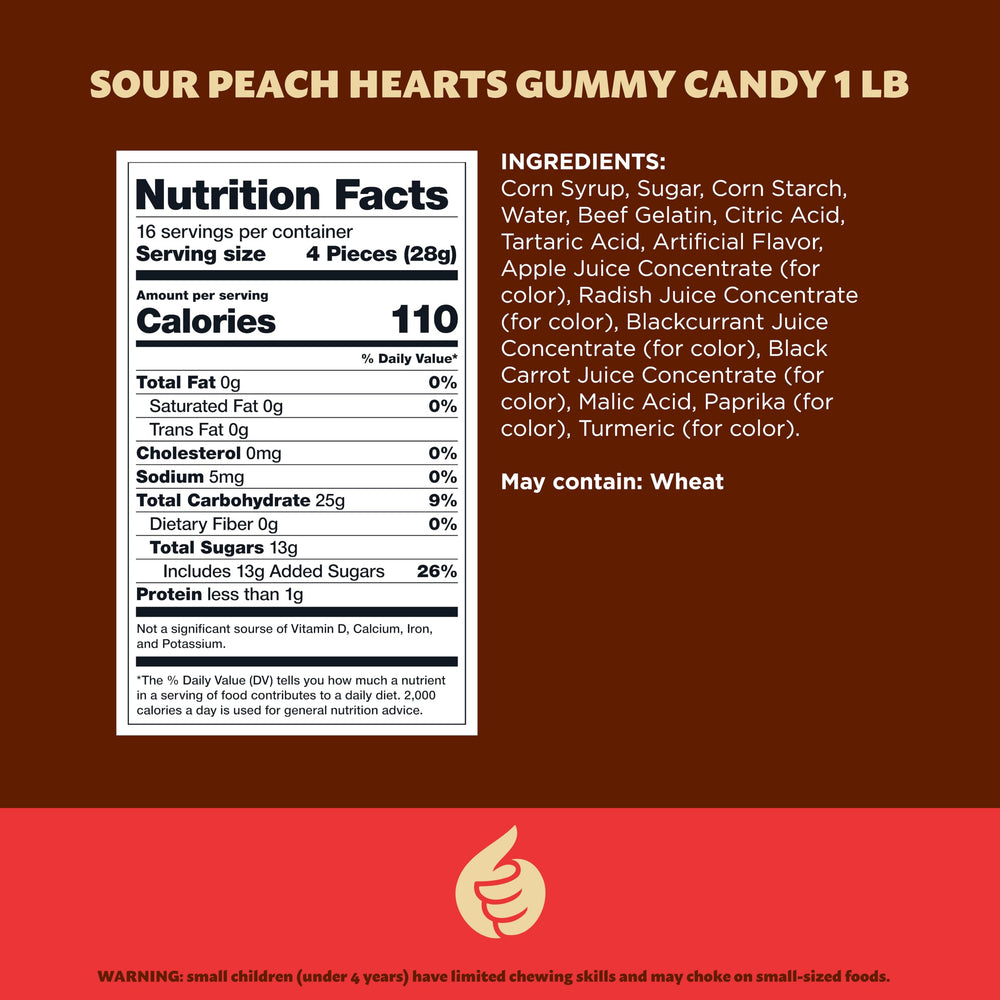 ILike Peach Hearts Gummy closeup highlights soft chew and fruity peach taste