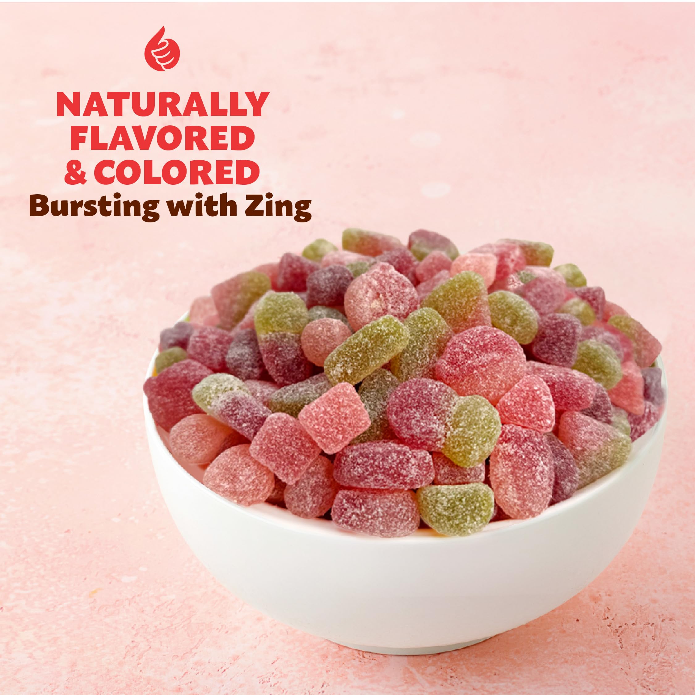 ILike! Sour Fruit Jelly Candy Mix dusted gummies close-up with sour sugar coating.
