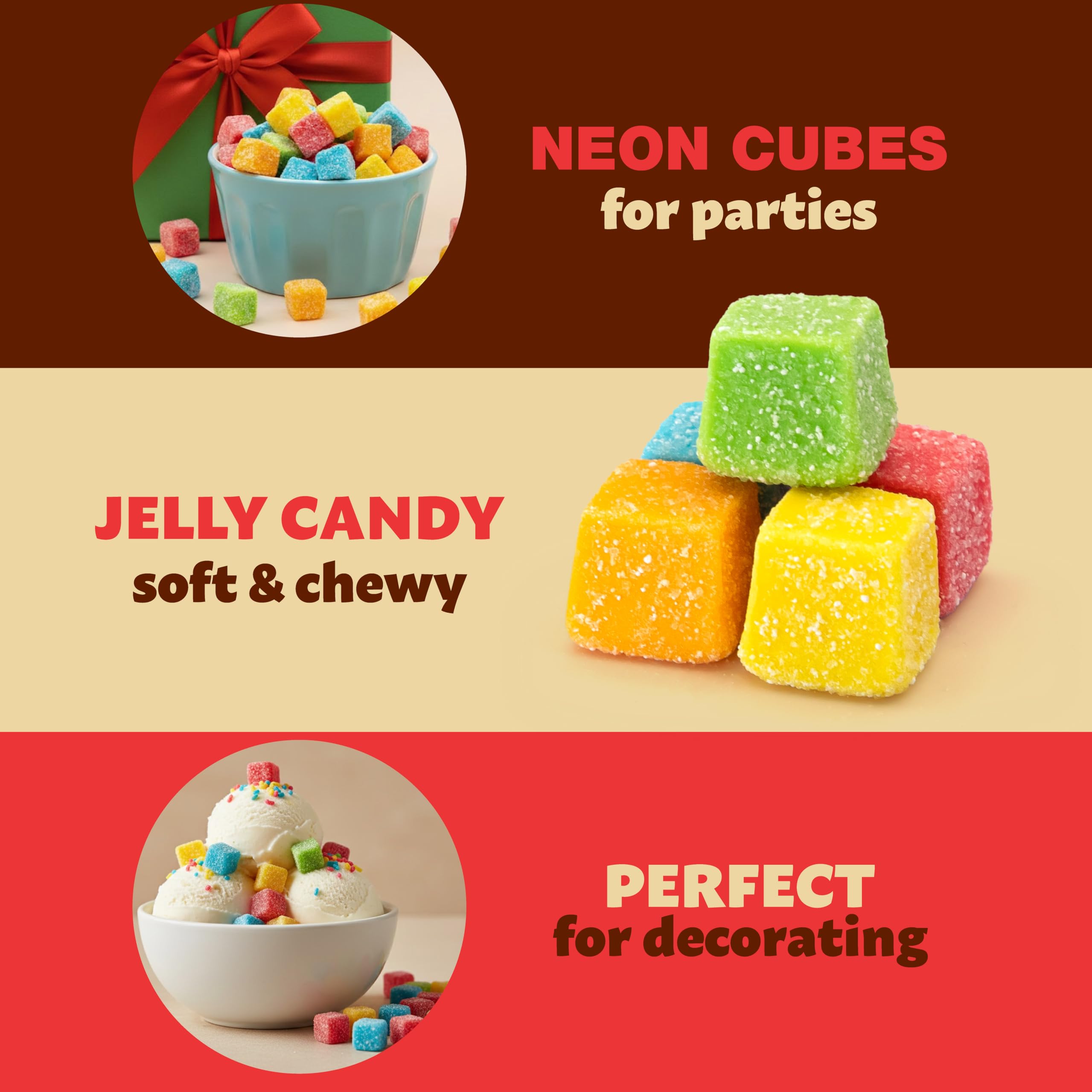 ILike Sour Gummy Blocks blueberry cubes brighten dessert displays and bowls.