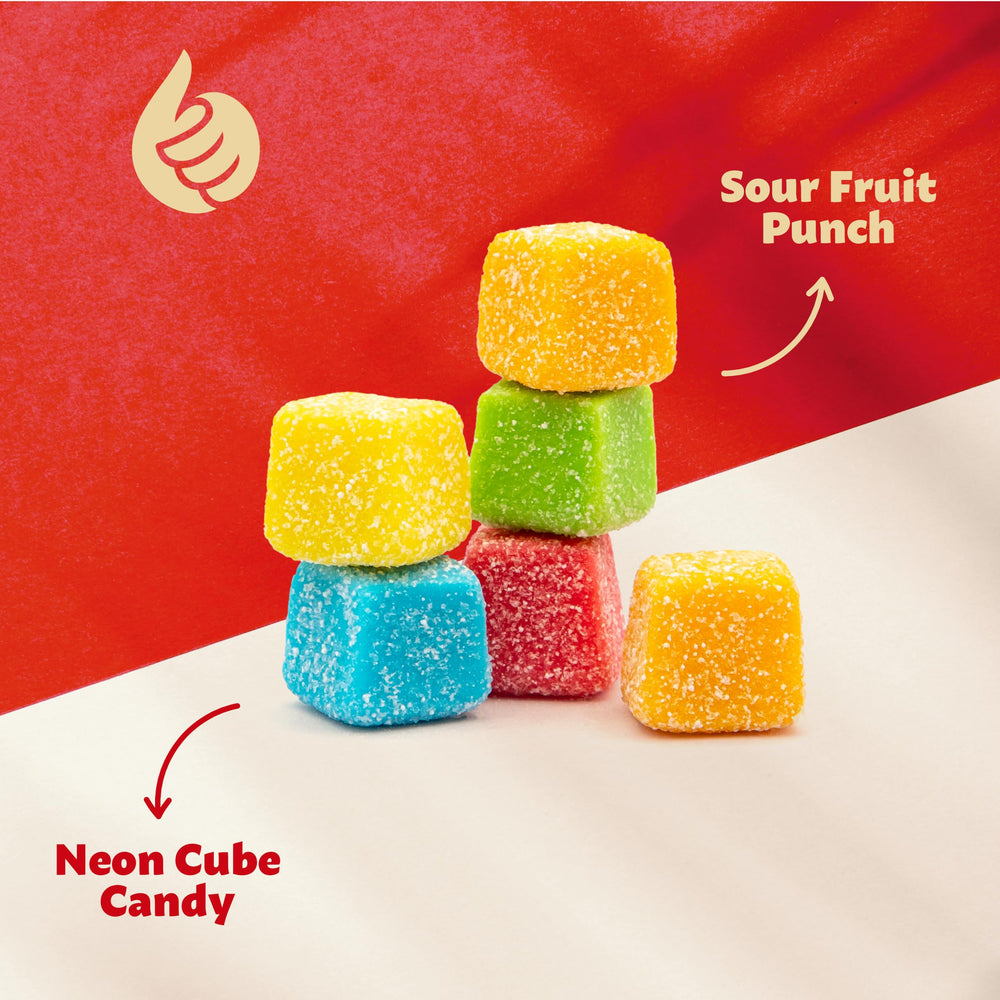 ILike Sour Gummy Blocks tangerine cubes add bright color to parties.