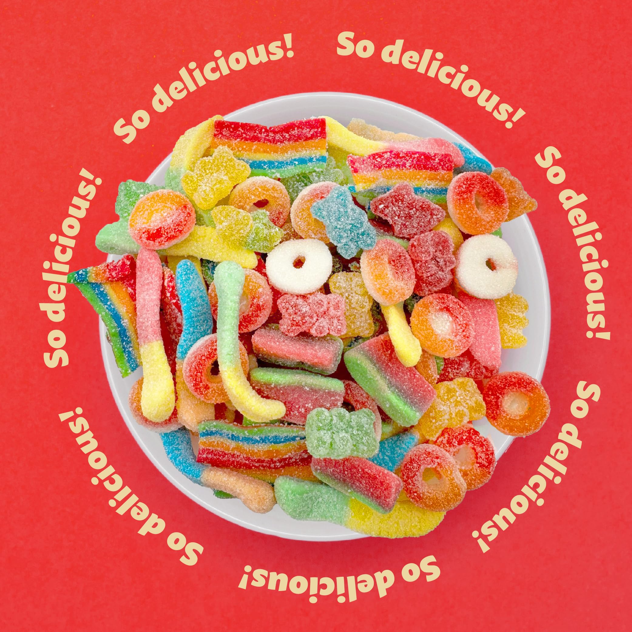 ILike! Peach ring gummies with tart sweet bite for treats.