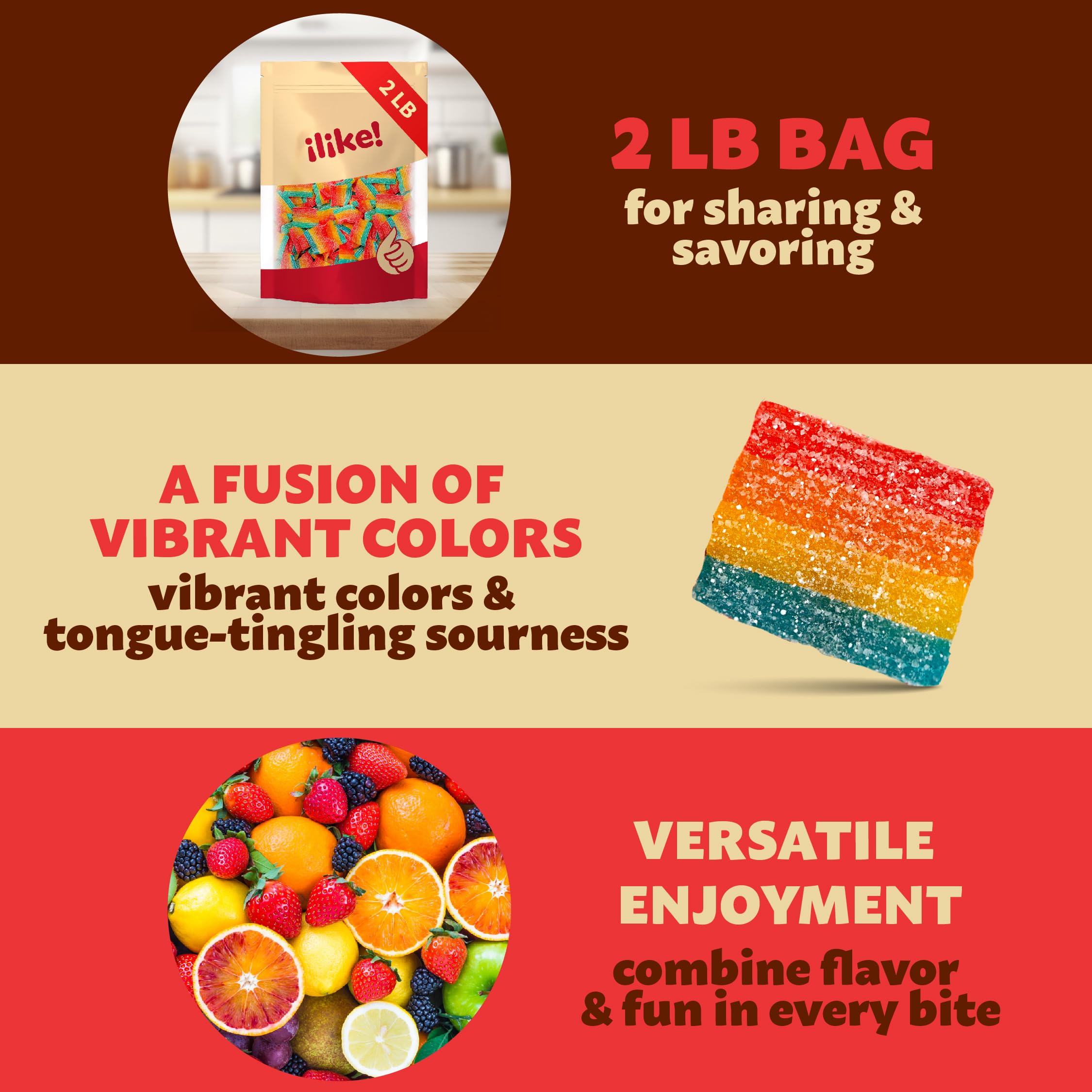 ILIKE! Sugar-sanded belts add tangy sweetness to desserts and shakes.