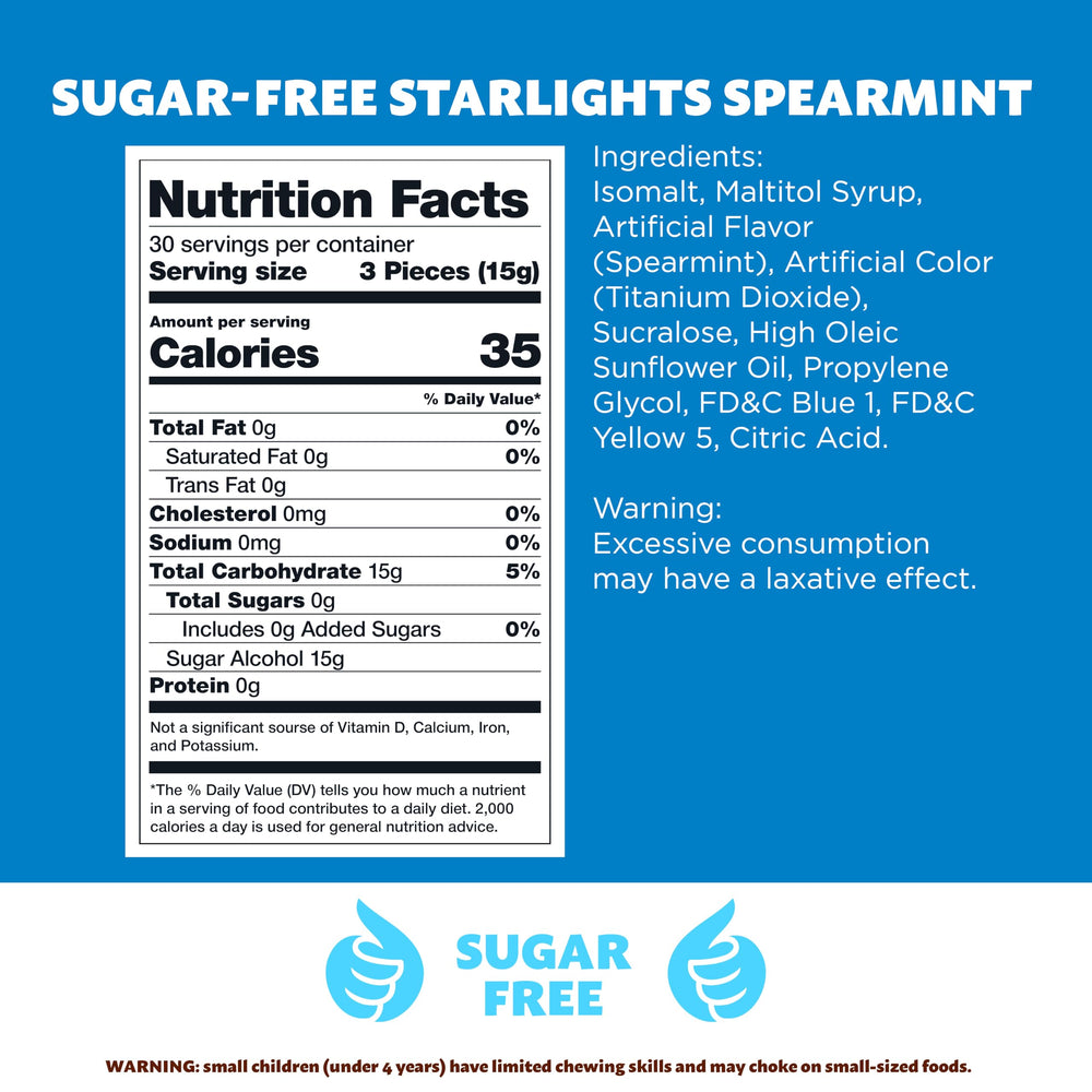 ILIKE! Starlights spearmint candies close-up showing crisp texture and minty aroma.