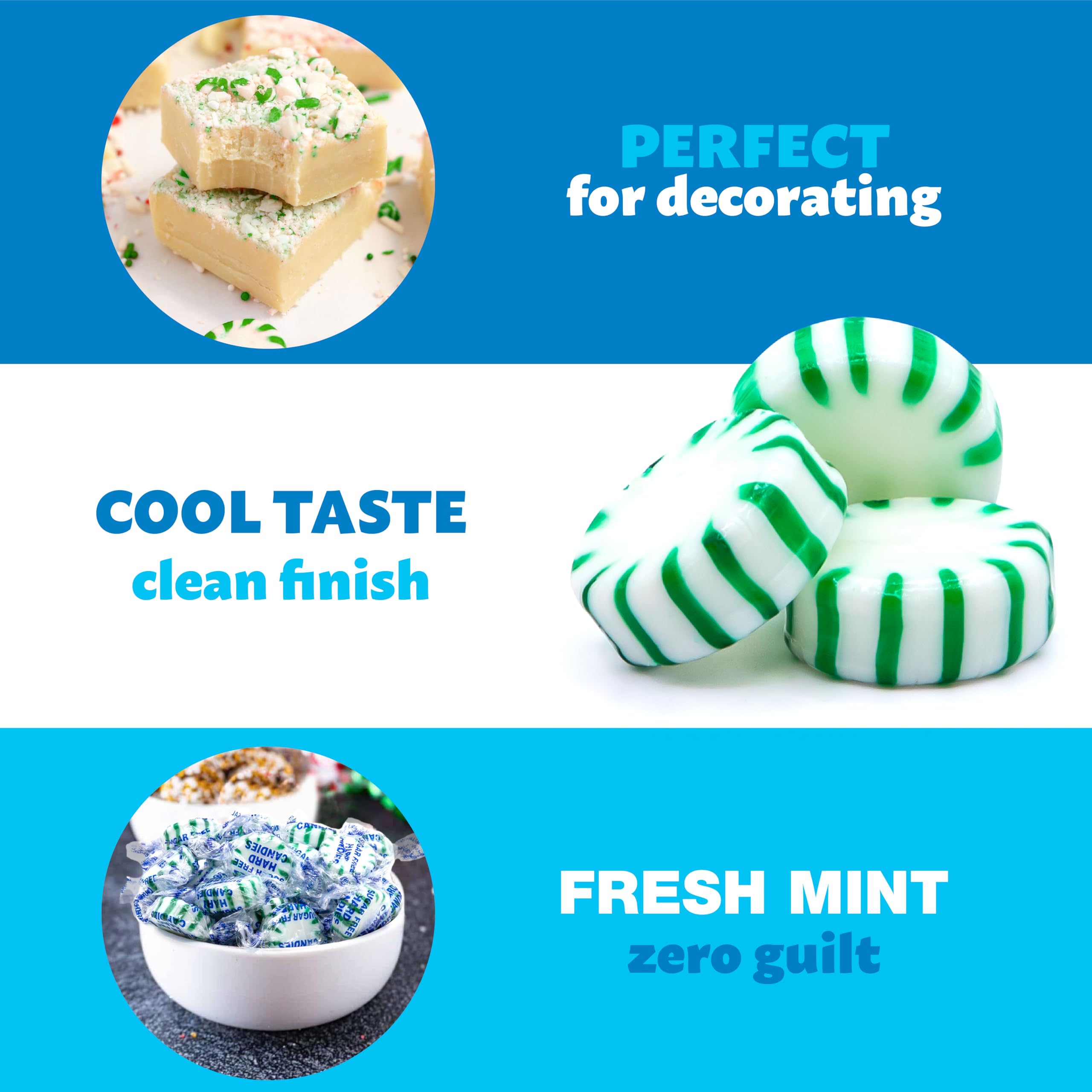 ILIKE! Spearmint candy pieces on a desk, perfect for meal-time breath refresh.