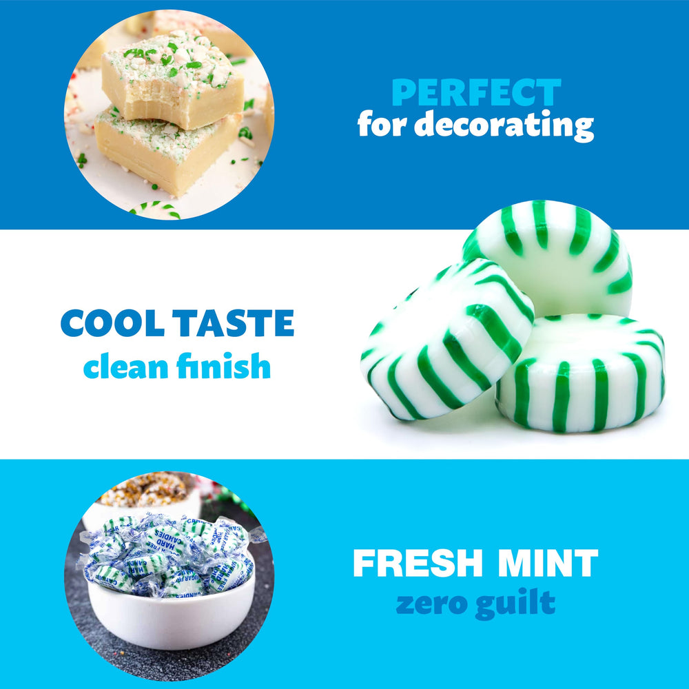 ILIKE! Spearmint candy pieces on a desk, perfect for meal-time breath refresh.