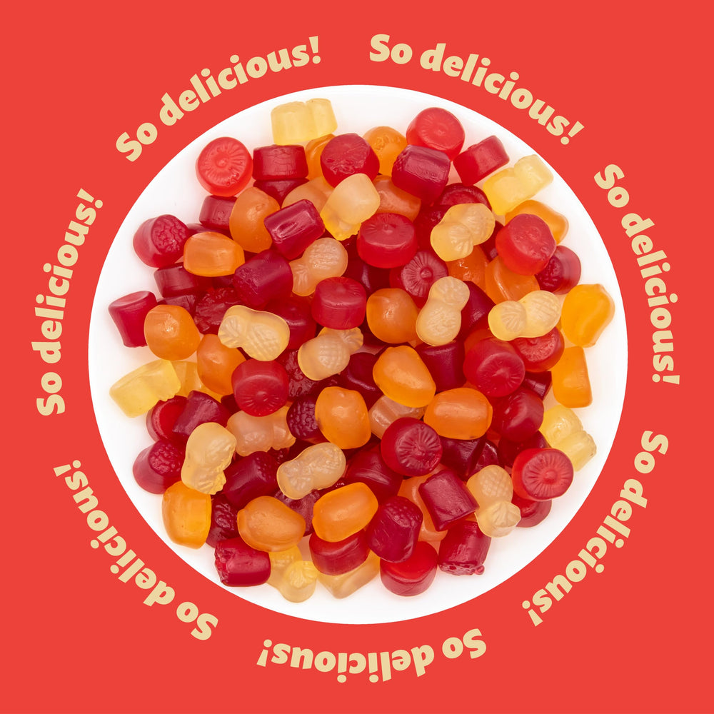 Natural color cues indicating dye-free, clean-label candy