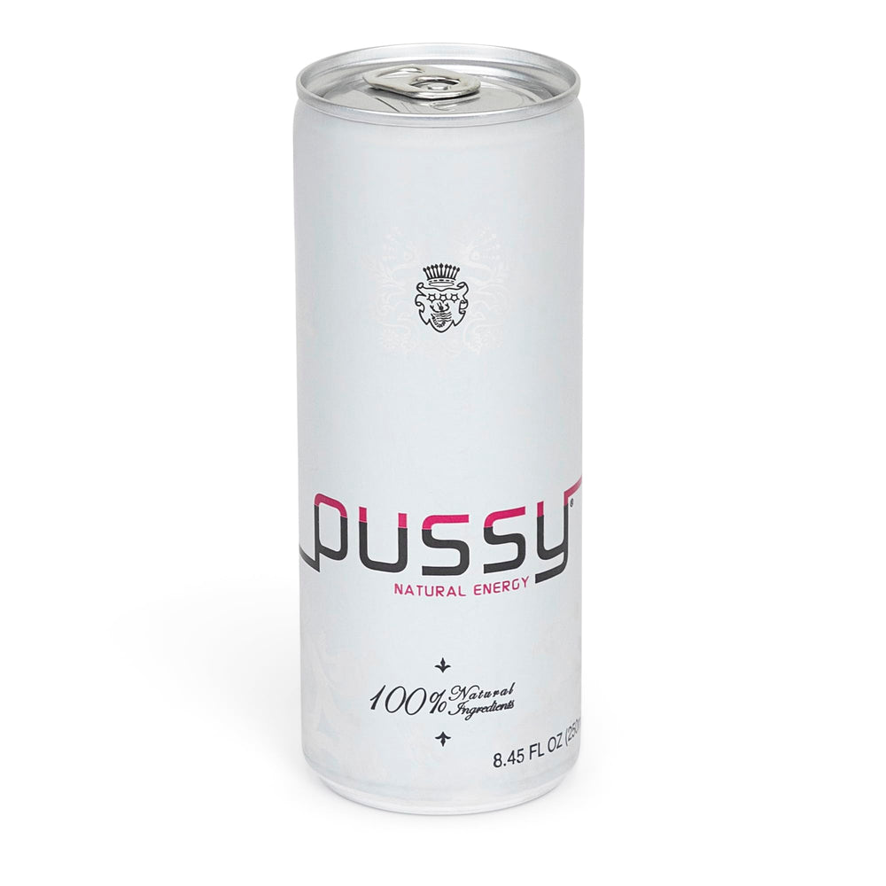 ILIOS Pussy's Natural Energy Drink carbonated bubbles in a glass offering refreshing lift.