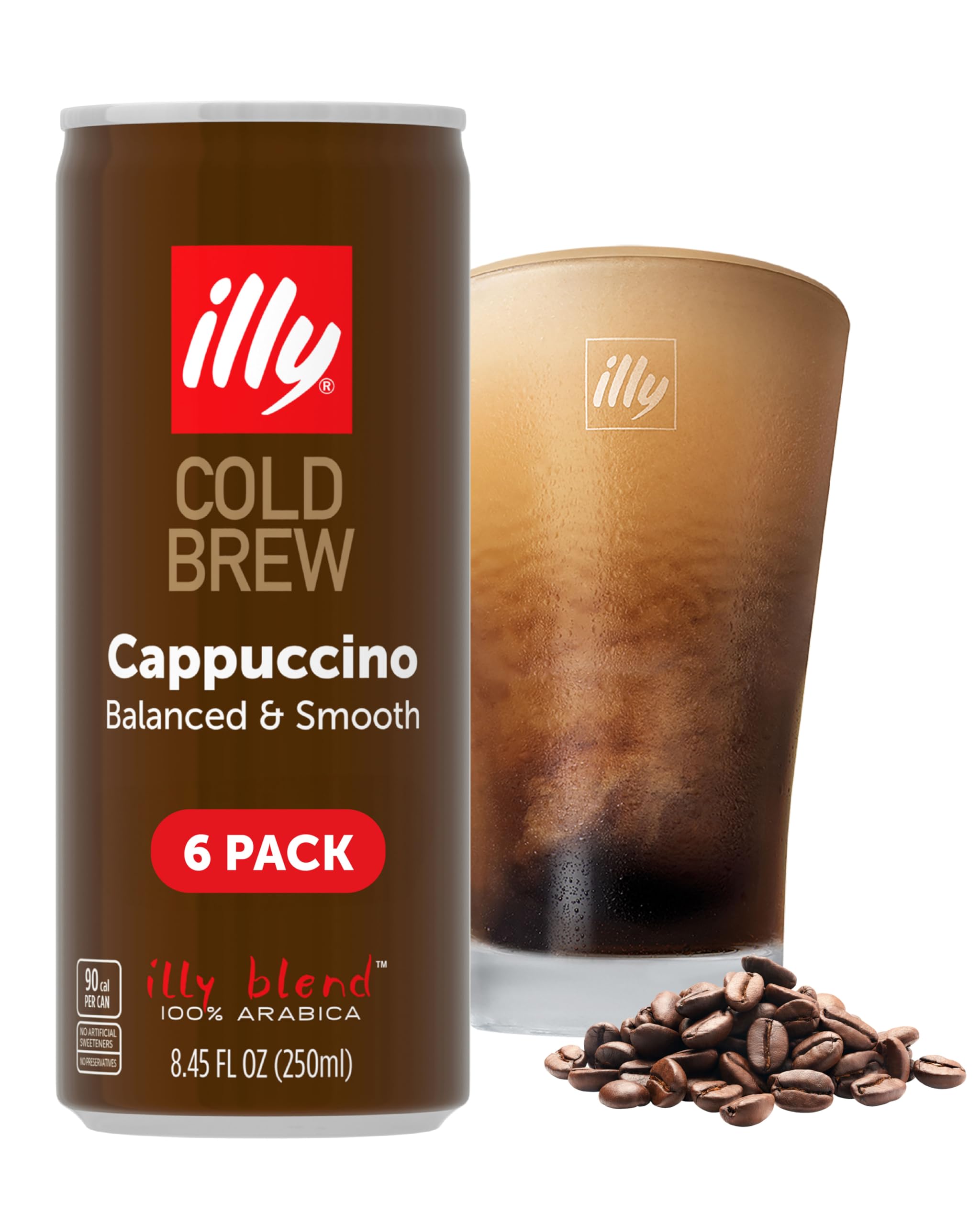 illy cappuccino cold brew can side view, convenient café-quality coffee anywhere.